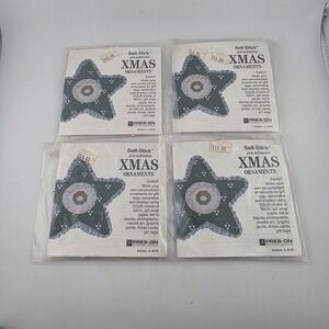 Vintage Pres-On Self Stick‎ Xmas Ornaments Star Christmas Craft Lot of 4